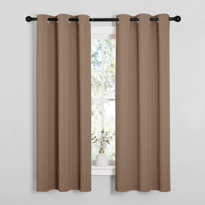 NICETOWN Halloween Pitch Black Solid Thermal Insulated Grommet Blackout Curtains/Drapes for Bedroom Window (2 Panels, 42 inches Wide by 63 inches Long, Black) - Colors D