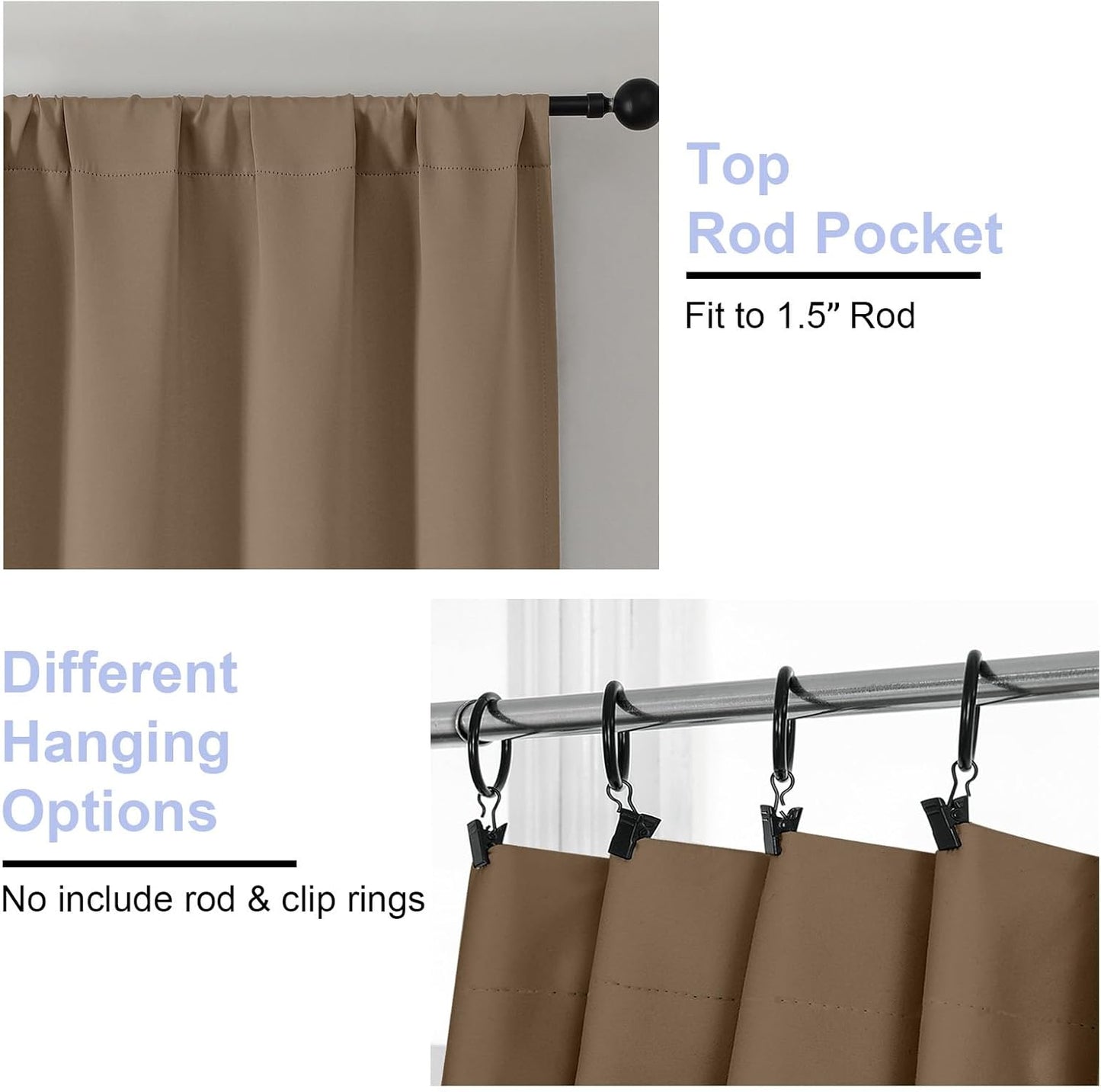 Simplebrand Ava Sage Green Blackout Curtains for Bedroom 63 Inch Length 2 Panels Set, Solid Thermal Insulated Energy Saving Rod Pocket Window Treatment Curtains Blackout Drapes, W40 x L63 Inch, Sage - Colors B