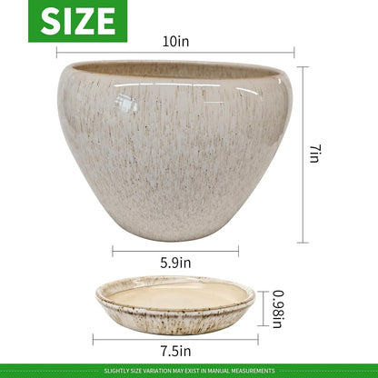 Deep Dream 6 Inch Plant Pots- Ceramic Planter Pot with Drainage Hole and Saucer, Round Flower Pot for Indoor Outdoor Succulent, Snake Plants and Cactus, Blue