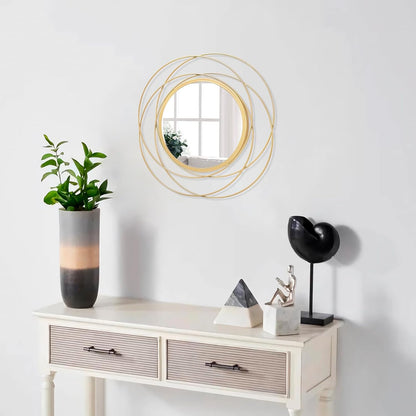 Gold Sunburst Mirrors for Wall Decorative Metal Round Art Mirrors Large Wall Decor Hanging Mirror for Bathroom Bedroom Living Room Vanity Entryway 16"