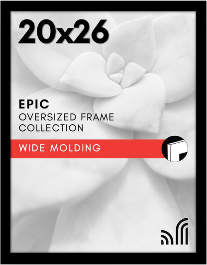 Americanflat 16x20 Picture Frame with Polished Plexiglass - Black Picture Frame - Wide Photo Frames Made of Engineered Wood for Vertical or Horizontal Wall Display - Epic Collection - Black - Colors A