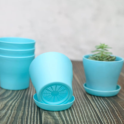 TDHDIKE 10 Pcs Plastic Planters Indoor Pots, Mini Flower Seedlings Nursery Flower Pot with Pallet, Modern Decorative Gardening Containers