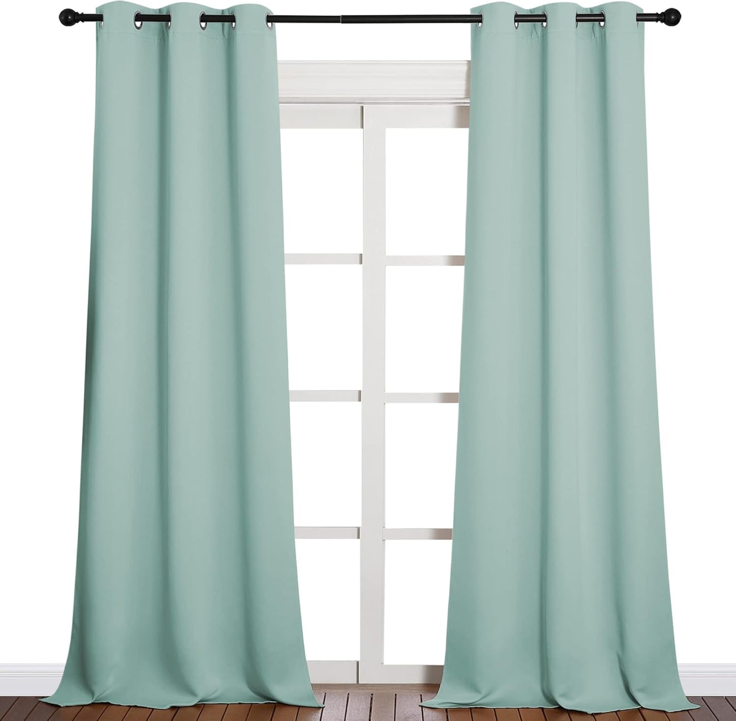NICETOWN Halloween Pitch Black Solid Thermal Insulated Grommet Blackout Curtains/Drapes for Bedroom Window (2 Panels, 42 inches Wide by 63 inches Long, Black) - Colors A