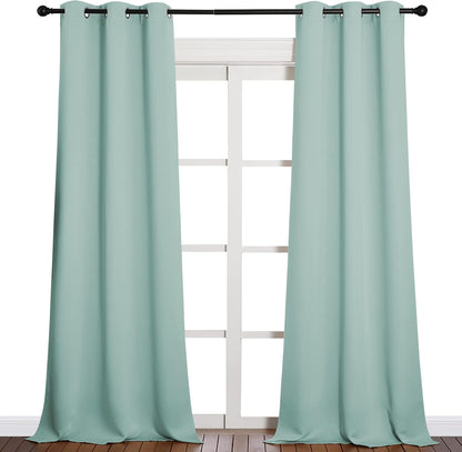 NICETOWN Halloween Pitch Black Solid Thermal Insulated Grommet Blackout Curtains/Drapes for Bedroom Window (2 Panels, 42 inches Wide by 63 inches Long, Black) - Colors A