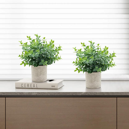 3 Pack Artificial Succulent Plants, Small Potted Fake Plants, Artificial Eucalyptus Leaf Aloe Vera Plants, for Home Decor, Farmhouse Bathroom Office Decor
