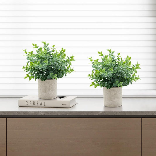 3 Pack Artificial Succulent Plants, Small Potted Fake Plants, Artificial Eucalyptus Leaf Aloe Vera Plants, for Home Decor, Farmhouse Bathroom Office Decor
