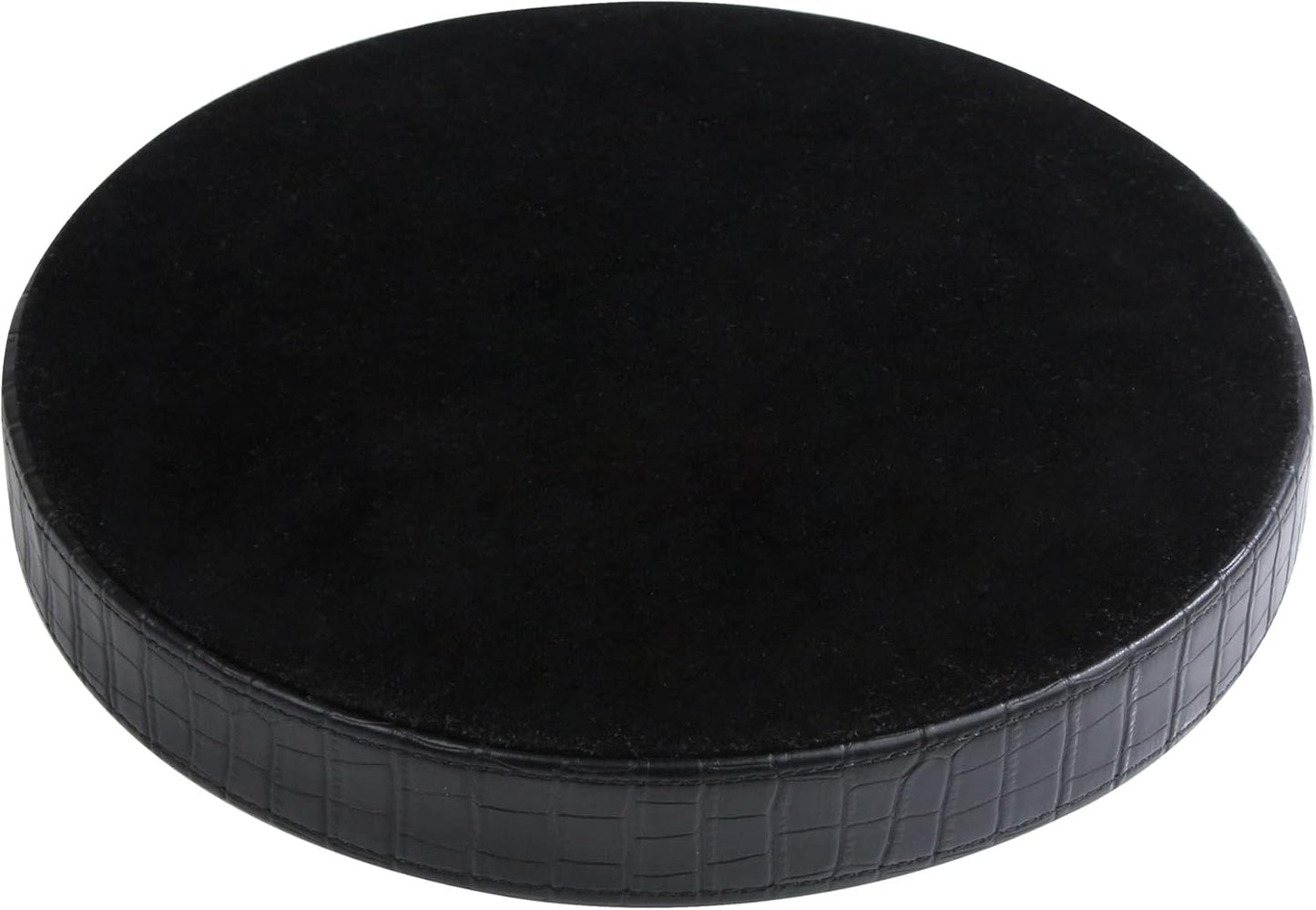 HofferRuffer Round Serving Tray 20'', Elegant Faux Leather Circle Ottoman Table Tray, Serve Tea Coffee Breakfast in Bedroom Living Room Kitchen (Brown)