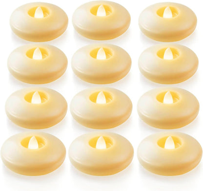 Homemory 24 Pack 3” Flameless Led Floating Candles, 200 Hour White Battery Operate Waterproof Tealights for Cylinder Vases, Centerpieces at Wedding Decor, Party, Pool