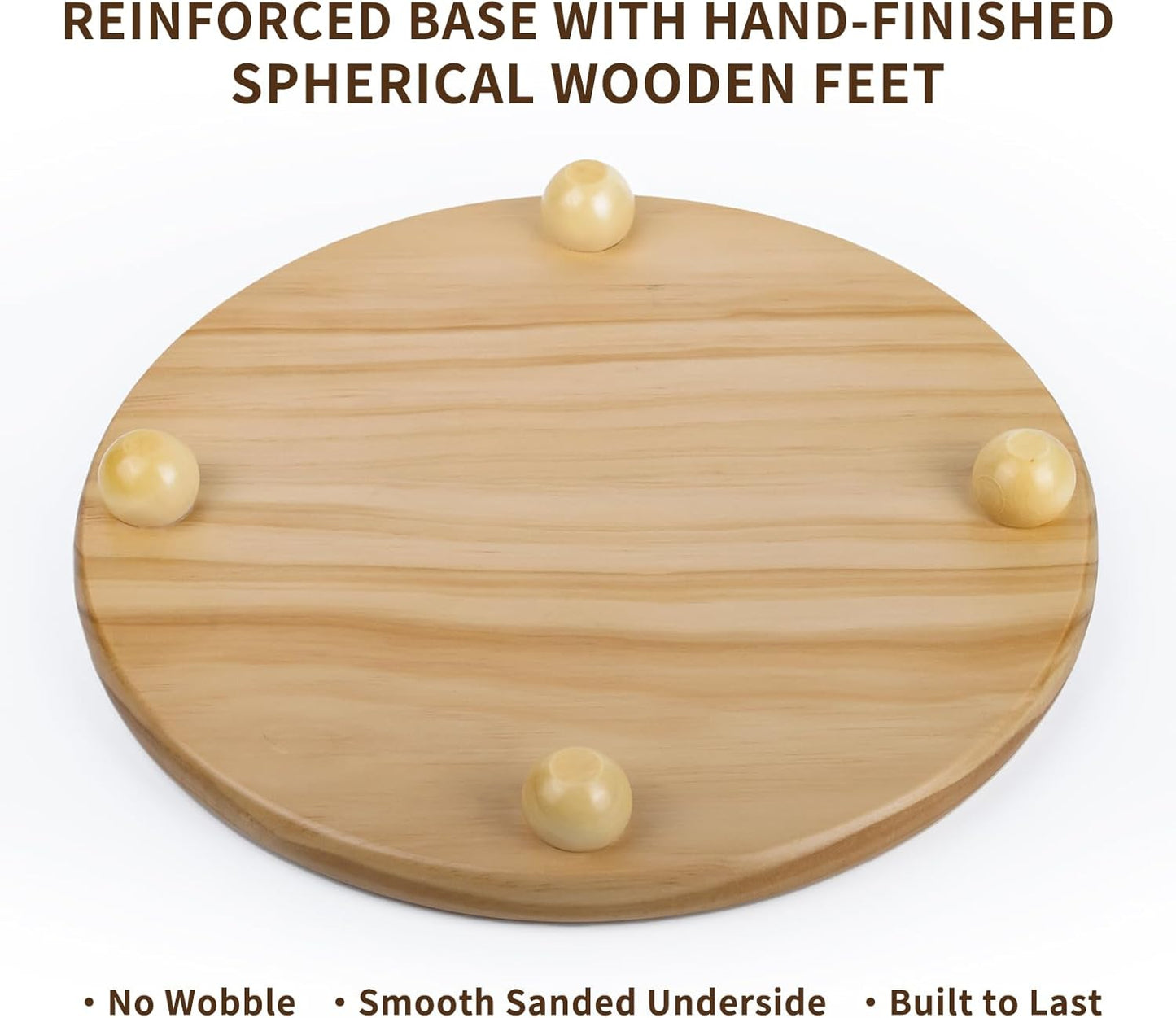 HillSpring Wood Pedestal Stand, 12“ Round Wood Riser for Kitchen Bathroom Counter Organizer, Sturdy Farmhouse Display Tray to Elevate Soap Dispenser, Plants, Vases