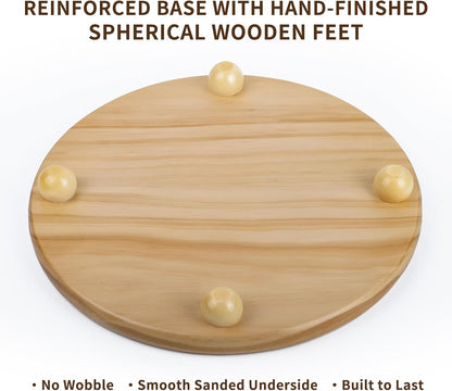 HillSpring Wood Pedestal Stand, 12“ Round Wood Riser for Kitchen Bathroom Counter Organizer, Sturdy Farmhouse Display Tray to Elevate Soap Dispenser, Plants, Vases