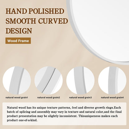 WallBeyond Wood Round Mirror with Wood Frame 24 inch Circle Wall Mirror for Bathroom Round Wall Mirror for Wall Decor, Vanity, Entryway Living Room (Walnut)