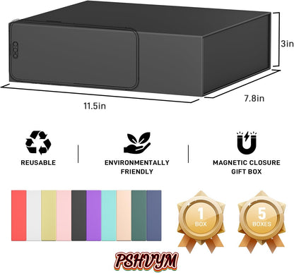 PSHVYM Gift Boxes with Lids, 11.5x7.8x3 In Forest Green Gift Box for Presents Magnetic Closure for T-Shirts, Gloves, Scarves, Books, Baby Clothes, Robes Clothing Gift Wrap, Contains Card, Ribbon