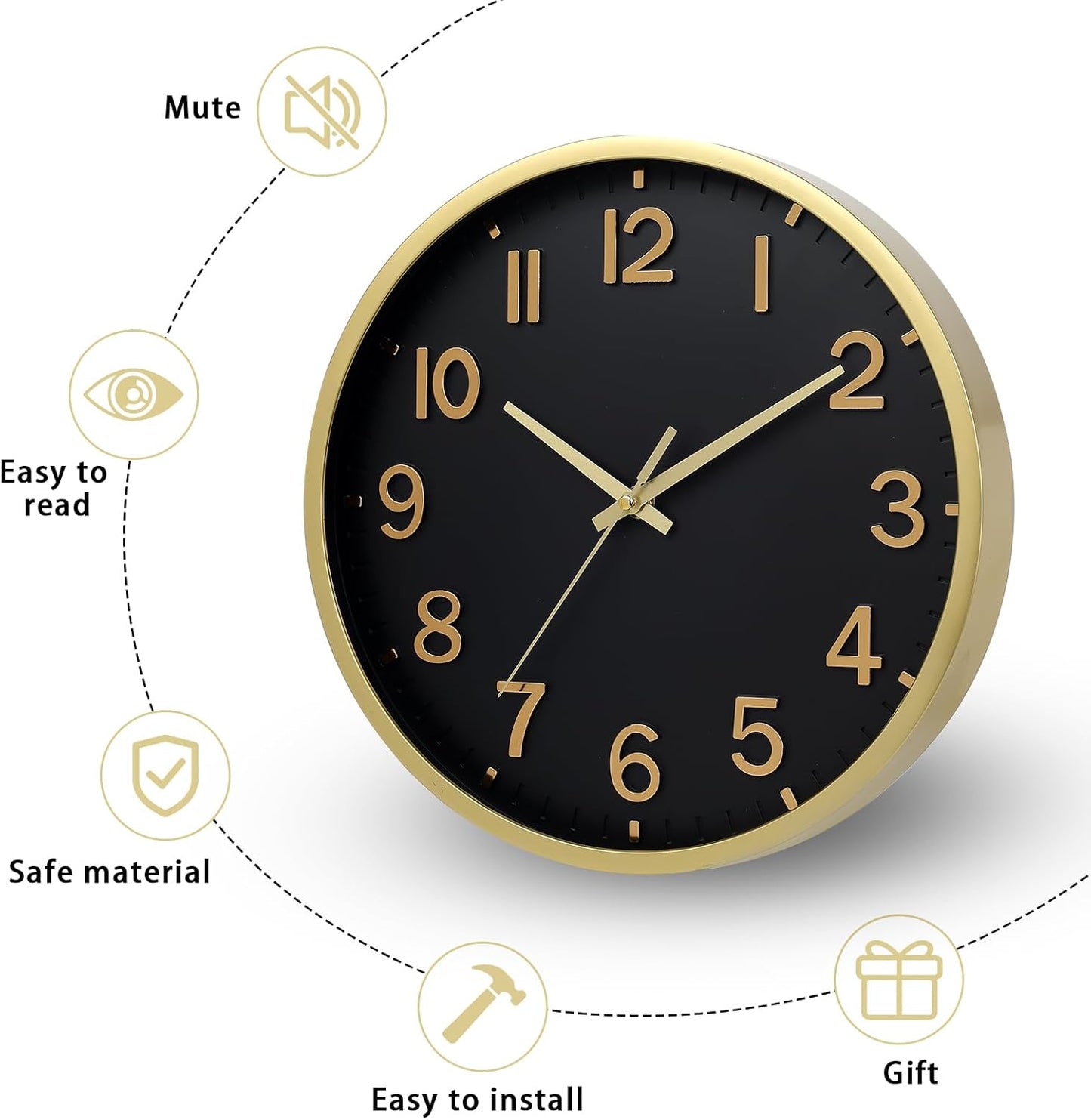 Wall Clocks Battery Operated 8 inch Modern Wall Clock,Silent Non Ticking Wall Clock for Living Room Bedroom Kitchen Office Classroom Decor (Green White)
