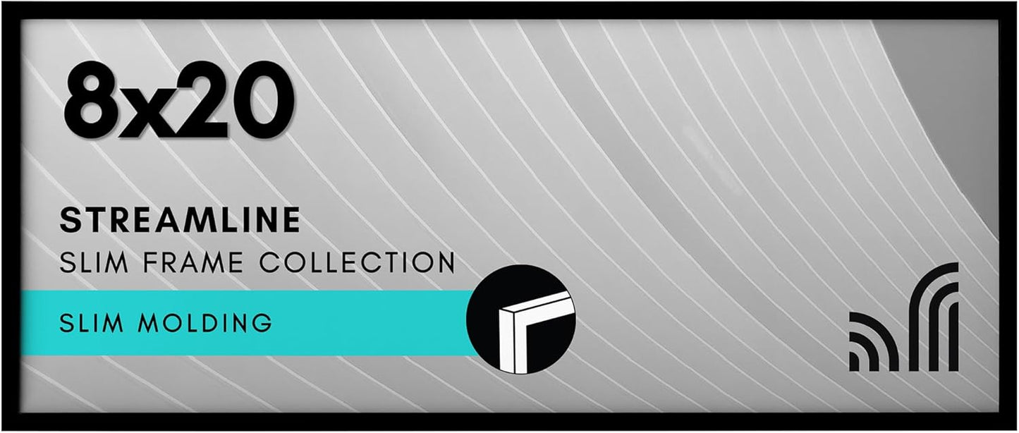 Americanflat 24x36 Poster Frame with Polished Plexiglass - Streamline Collection - Thin Border Picture Frame for Wall Display - Hanging Hardware Included - Black - Colors A