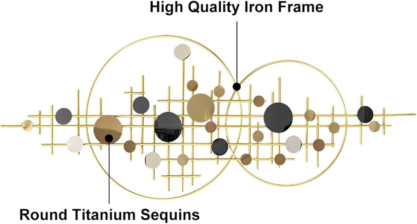 homary Large Metal Wall Art – 47.2" Modern 3D Abstract Geometric Overlapping Design, Iron Wall Decor for Living Room, Dining Room, Office