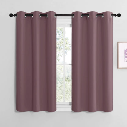 NICETOWN Halloween Pitch Black Solid Thermal Insulated Grommet Blackout Curtains/Drapes for Bedroom Window (2 Panels, 42 inches Wide by 63 inches Long, Black) - Colors E