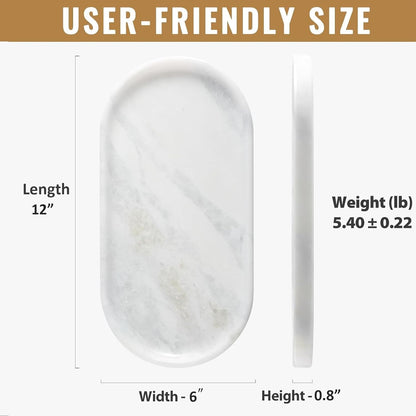 Koville Italian Travertine Tray, 12"x6" Vanity Decorative Marble Tray for Countertop, Catchall Tray for Perfume, Candles, Jewelry Dish Tray