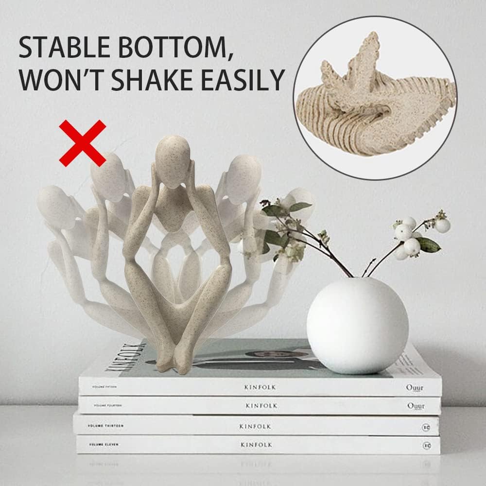 prosfalt Sandstone Resin Thinker Style Abstract Sculpture Statue Collectible Figurines Home Office Bookshelf Desktop Decor(Sandstone - Left Reverie)