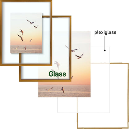 Frametory, Floating Picture Frame 12x16 - Black Aluminum Metal Photo Frame - Real Glass of Front - for Wall Mount Display