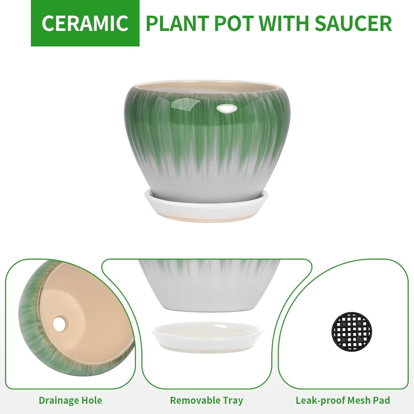Deep Dream 6 Inch Plant Pots- Ceramic Planter Pot with Drainage Hole and Saucer, Round Flower Pot for Indoor Outdoor Succulent, Snake Plants and Cactus, Blue