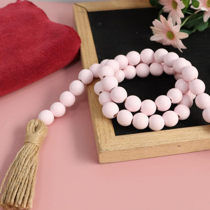 Meplait 39in Wood Bead Garland Farmhouse with Tassels,Versatile Prayer Beads Boho Chic Wall Hanging Home Decor (Black)