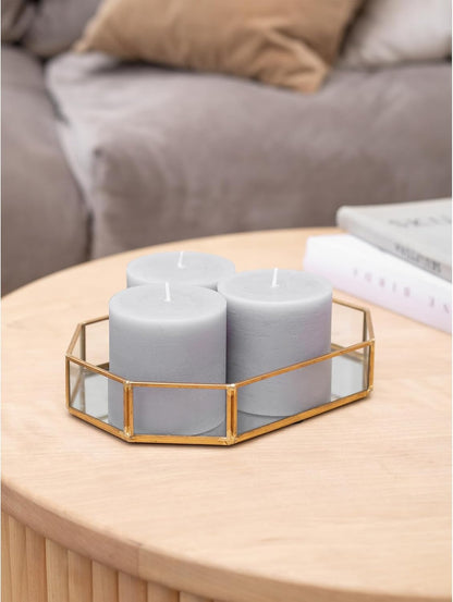 CANDWAX 3x4 inch Pillar Candles Set of 3 – Unscented Dripless Rustic Dark Blue Candles for Room Decor, Weddings, Centerpieces