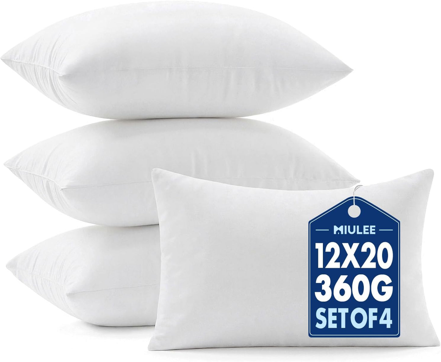 MIULEE Pillows Inserts, Pack of 4 18x18 Inch 100% Virgin Microfiber Filling Throw Pillows for Bed Couch Sofa