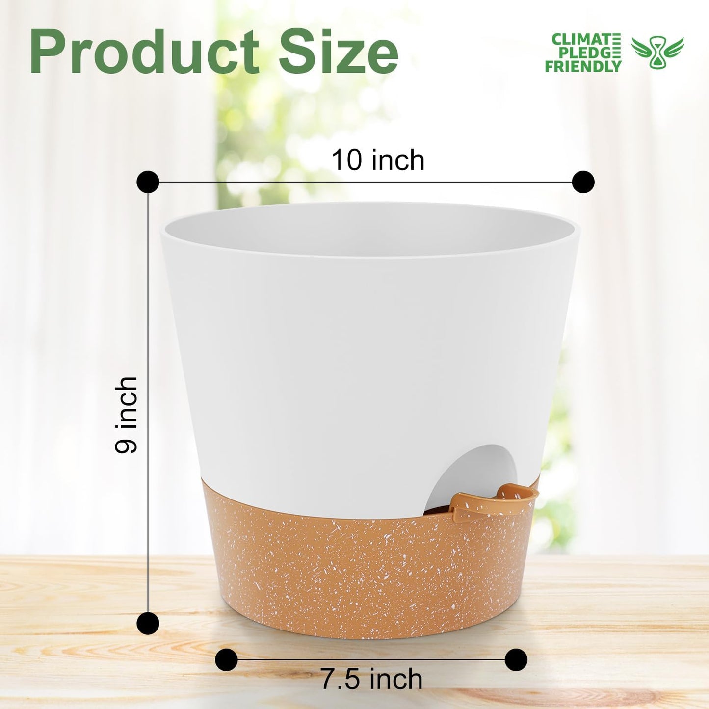 YNNICO Indoor Self Watering Planters with Drainage Holes and Saucers, 8, 7, 6.5, 6, 5.5, 5 Inches, Black, 6 Pots