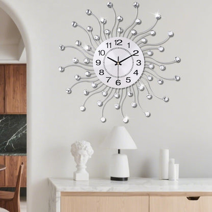 SIN&MI Large Wall Clocks, Silent Sunflower Shape Chic Decorative Wall Clock, Modern Non-Ticking Round Clock Dial Iron Metal Wall Clock for Living Room Decor Entrance Office Cafe 20 Inch