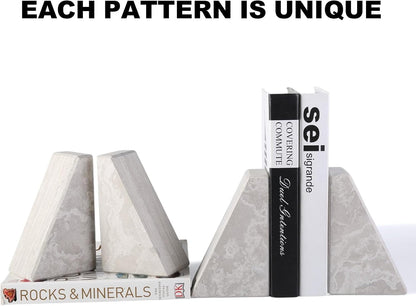 Karibiber Travertine Bookends for Heavy Books, Marble Decorative Bookends for Shelves, Heavy-Duty Stone Book Ends for Hardback Book & Cookbooks, Unique Book Stopper & Holder, Travertino Italy