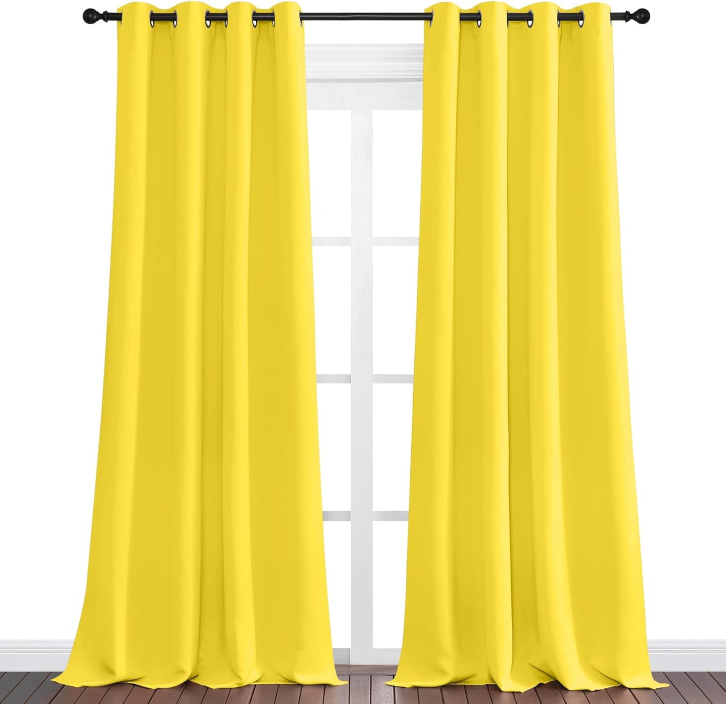 NICETOWN Halloween Pitch Black Solid Thermal Insulated Grommet Blackout Curtains/Drapes for Bedroom Window (2 Panels, 42 inches Wide by 63 inches Long, Black) - Colors C