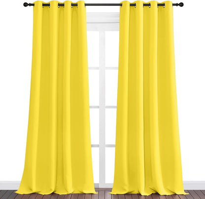 NICETOWN Halloween Pitch Black Solid Thermal Insulated Grommet Blackout Curtains/Drapes for Bedroom Window (2 Panels, 42 inches Wide by 63 inches Long, Black) - Colors C