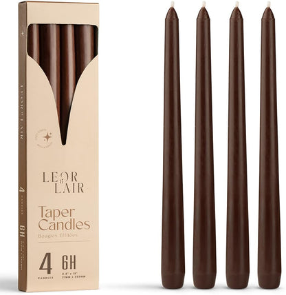 Leor & Lair Ivory Taper Candles - 4 Pack 10" Ivory Candlesticks - Unscented Cream Candle Sticks for Home Decoration, Holiday Tables, Weddings, Restaurants & Business Events