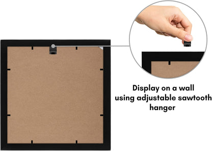 Americanflat 8x10 Picture Frame with Shatter-Resistant Glass - Use as 5x7 Frame with Mat or Display 8x10 Photo Without Mat - Signature Collection - Picture Frames for Tabletop and Wall Display - Black