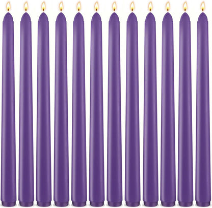 12-Pack Olive Green Taper Candles, 10 Inch Unscented Dripless Candlesticks, Long-Lasting Burn Time of 7-8 Hours, Perfect for Christmas Home Décor Spring and St. Patrick's Day