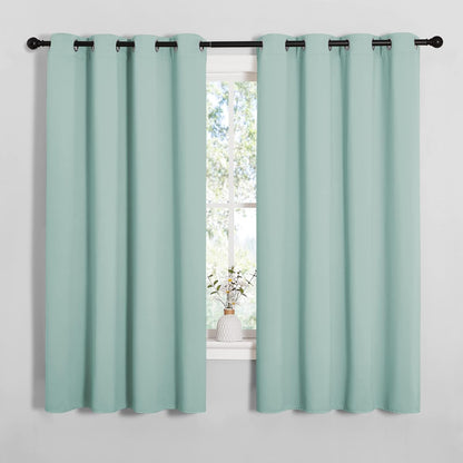 NICETOWN Halloween Pitch Black Solid Thermal Insulated Grommet Blackout Curtains/Drapes for Bedroom Window (2 Panels, 42 inches Wide by 63 inches Long, Black) - Colors A
