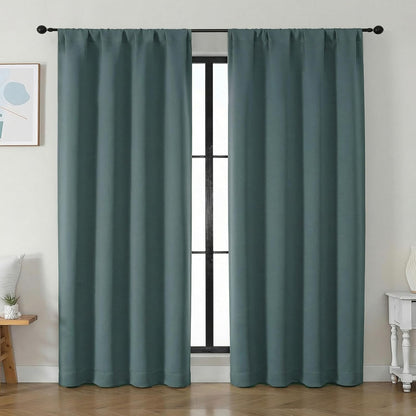 Simplebrand Ava Sage Green Blackout Curtains for Bedroom 63 Inch Length 2 Panels Set, Solid Thermal Insulated Energy Saving Rod Pocket Window Treatment Curtains Blackout Drapes, W40 x L63 Inch, Sage - Colors B