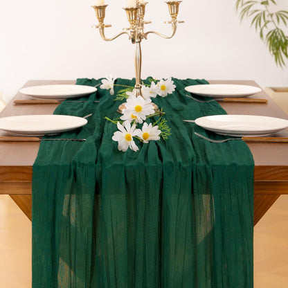 Socomi 3pcs Sage Green Cheesecloth Table Runner Summer Boho Rustic Gauze 120 inch 10FT Cheese Cloth Sheer Runner for Wedding Party Baby Shower Home Decor Holiday Decorations