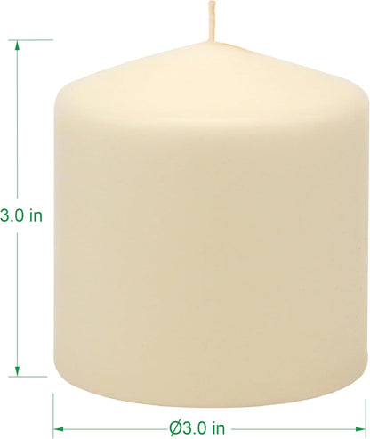 Stonebriar Unscented Pillar Candles – 35 Hour Burn Time, Long-Lasting Wax Candles for Weddings, Holidays, Home Décor & Special Events, Pack of 6, Ivory, 3" x 4"