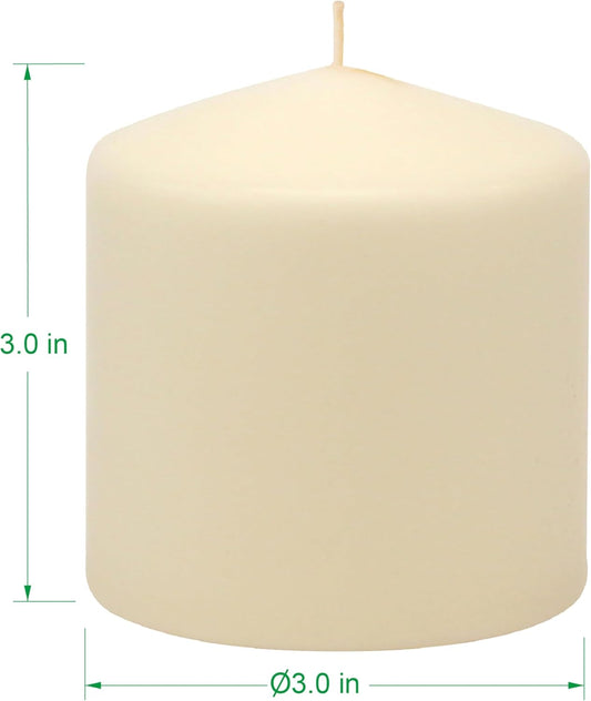 Stonebriar Unscented Pillar Candles – 35 Hour Burn Time, Long-Lasting Wax Candles for Weddings, Holidays, Home Décor & Special Events, Pack of 6, Ivory, 3" x 4"