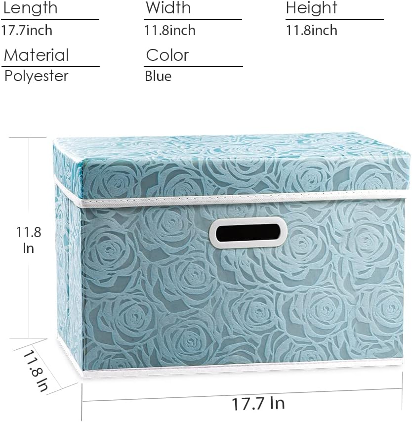 PRANDOM Larger Collapsible Storage Bin with Lid [1-Pack] Fabric Decorative Storage Box Cube Organizer Container Baskes with Handles Divider for Bedroom Closet Living Room Pink 17.7x11.8x11.8 Inch