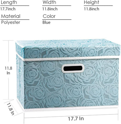 PRANDOM Larger Collapsible Storage Bin with Lid [1-Pack] Fabric Decorative Storage Box Cube Organizer Container Baskes with Handles Divider for Bedroom Closet Living Room Pink 17.7x11.8x11.8 Inch