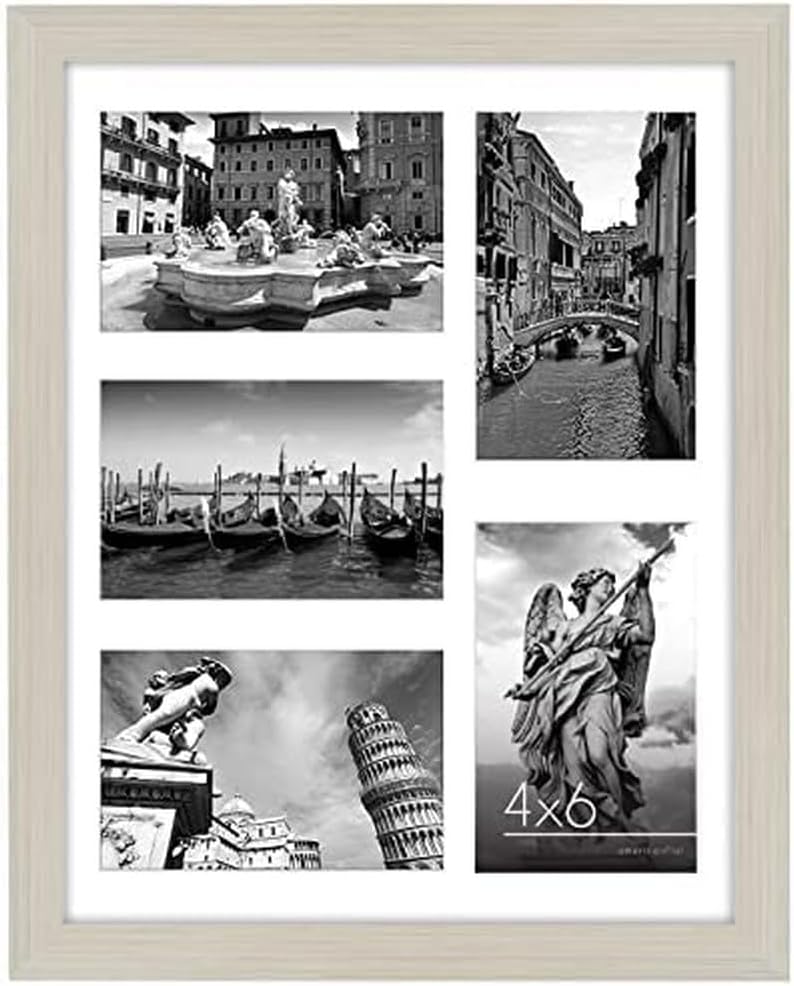 Americanflat 4x6 Collage Picture Frame with Shatter-Resistant Glass - Fits Five 4x6 Photos or Use as One 11x14 Picture Frame - Signature Collection - Collage Frames for Wall Display - Black