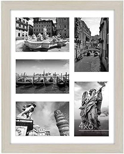 Americanflat 4x6 Collage Picture Frame with Shatter-Resistant Glass - Fits Five 4x6 Photos or Use as One 11x14 Picture Frame - Signature Collection - Collage Frames for Wall Display - Black