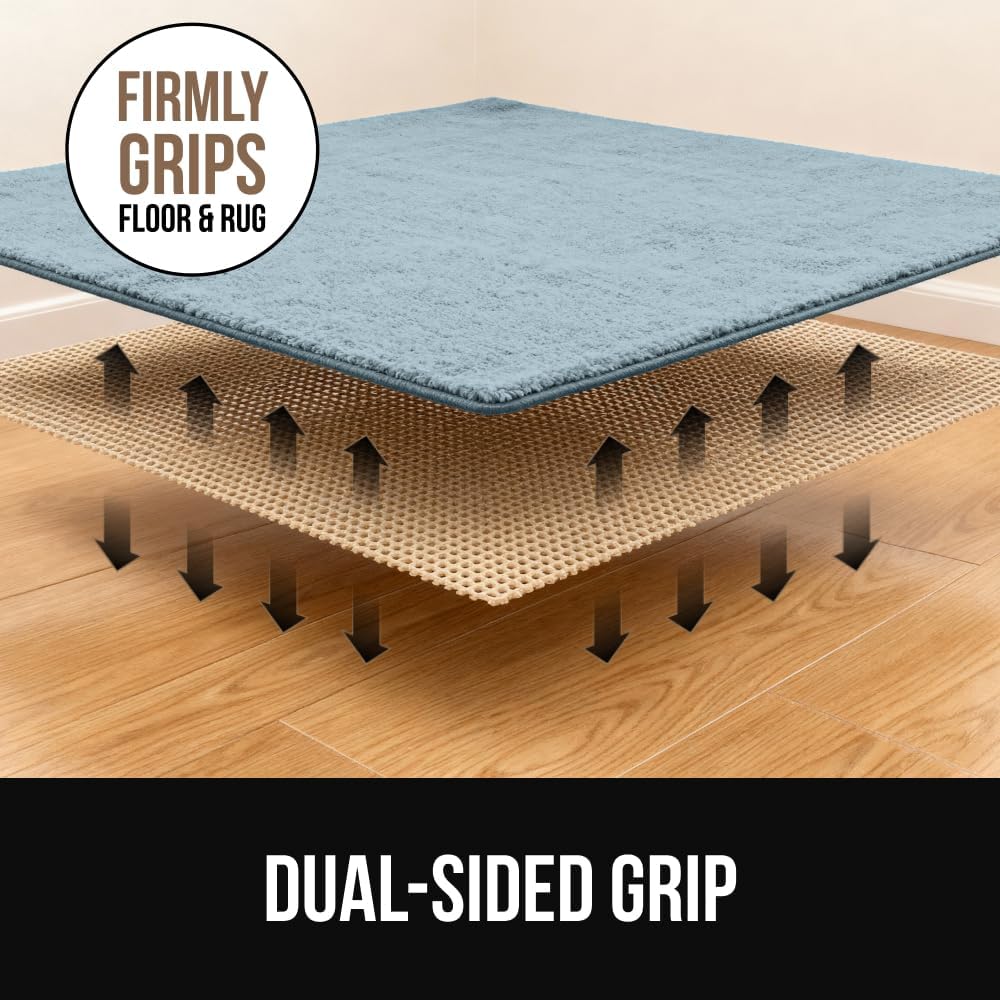 GORILLA GRIP® Strong Rug Pad Gripper, Grips Help Keep Area Rugs Safe in Place, Slip and Skid Resistant Pads for Tile and Hardwood Floors, Under Carpet Mat Cushion Floor Protection, 2x3 FT