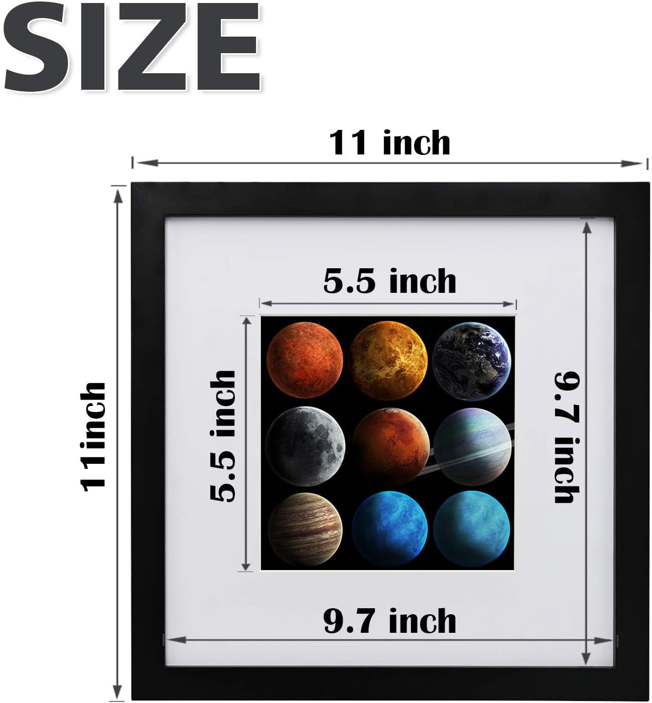 Egofine 12x16 Picture Frame Black, Covered by Plexiglass Made of Solid Wood, Display Pictures 9x12 and 11x14 with Mat or 12x16 Without Mat, for Wall Mounting Photo Frame - Colors B
