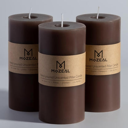 MOZEAL 3" x 4" Hand-Poured Unscented Candle,Dripless Pillar Candle Set of 3,Long Clean Burning,Approx 72 Hours Burn Time,Rustic Country Style,Wedding,Dinner,Christmas and Home Decor,White