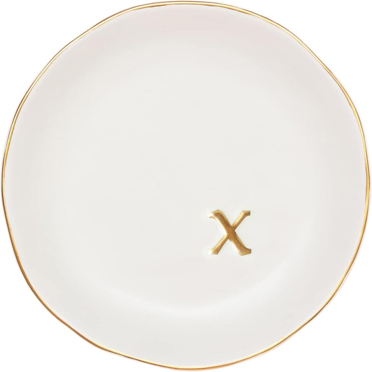 COLLECTIVE HOME - Ceramic Jewelry Tray, Decorative Trinket Dish for Rings Earrings Necklaces Bracelet Watch Keys, Birthday Mother's Day Christmas Gift for Women, 4.75", White Surface (M)
