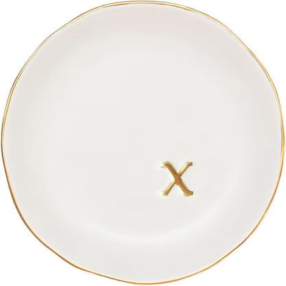 COLLECTIVE HOME - Ceramic Jewelry Tray, Decorative Trinket Dish for Rings Earrings Necklaces Bracelet Watch Keys, Birthday Mother's Day Christmas Gift for Women, 4.75", White Surface (M)