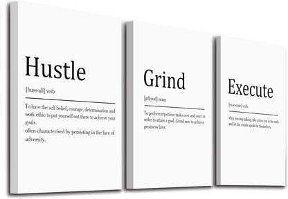 Inspirational Canvas Painting Wall Art -EPHANY ART,Mindset Quotes Prints, Success Framed Entrepreneur Poster Positive Quotes Wall Poster for Home Office Workplace (M-3pcs,12x16inchx3pcs)